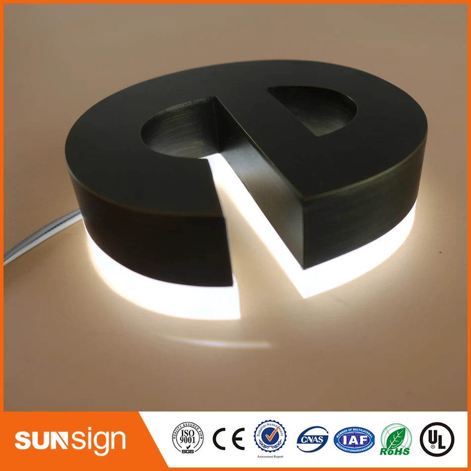 Waterproof LED Brushed Acrylic material led backlit letter sign