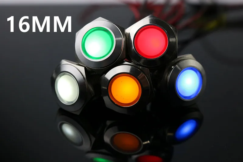 AC 220V 16 мм металлический сигнальная светового Индикатора лампа светодиодный