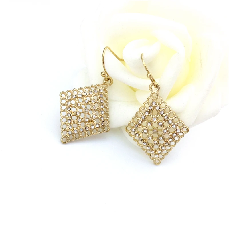 Ali Express Turkey Special Store Vintage Pending Antique Diamante Hollow Rhombic Elements Hanging Earring from India | Украшения и