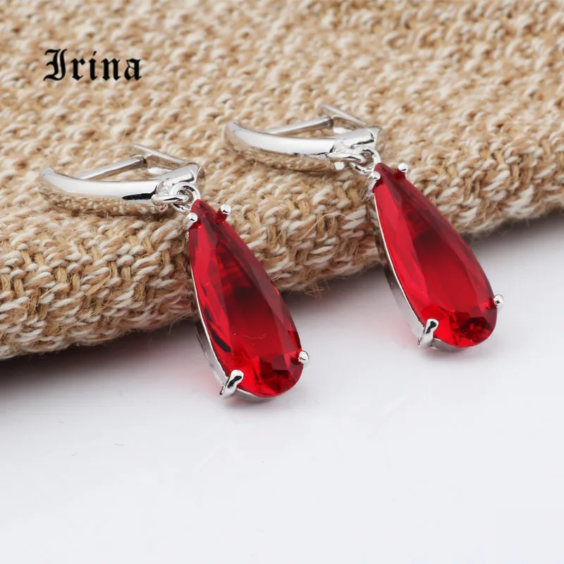 Light Red Irina 11 видов цветов, новые длинные серьги для женщин, модные вечерние ювелирные изделия из белого золота, висячие серьги с цирконием WS10176 - Окраска металла: Light Red