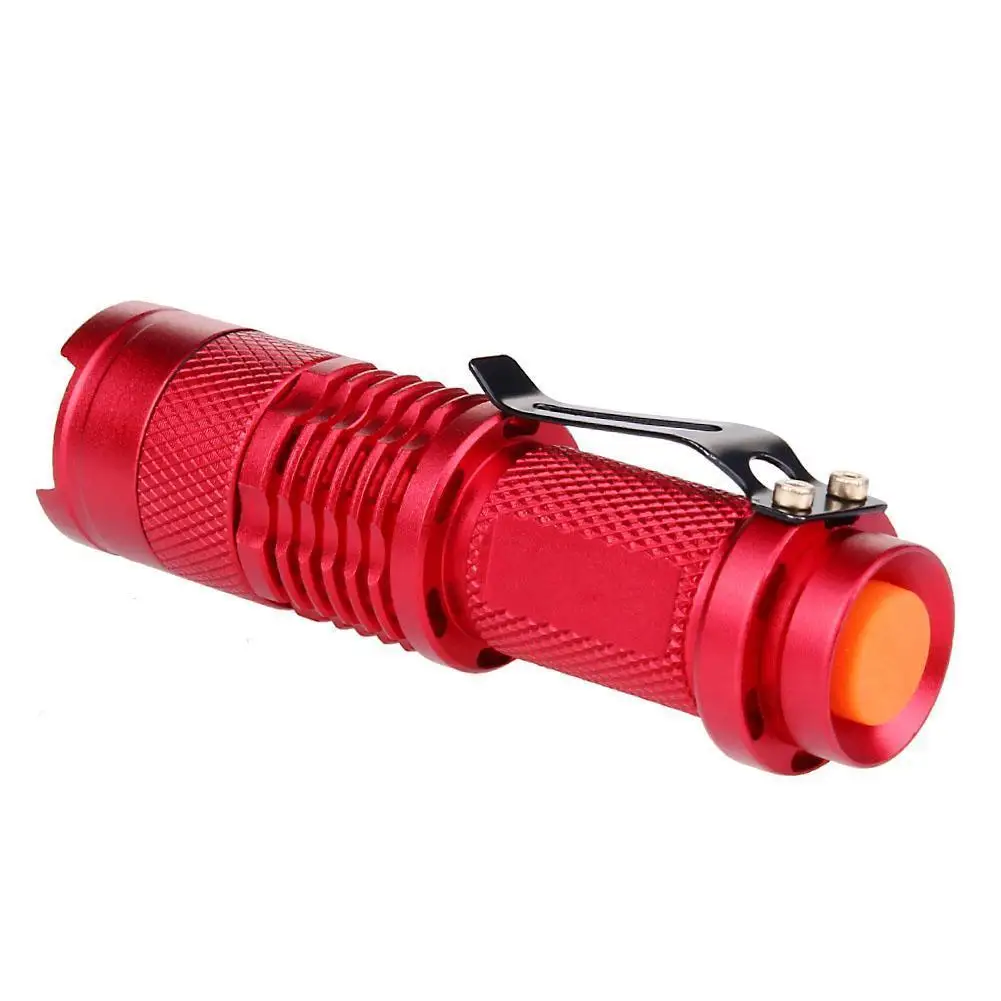 Red Mini penlight 3500 LM LED Flashlight Torch 3 Modes zoomable Adjustable Focus Lantern Portable Light AA 14500 battery | Лампы и