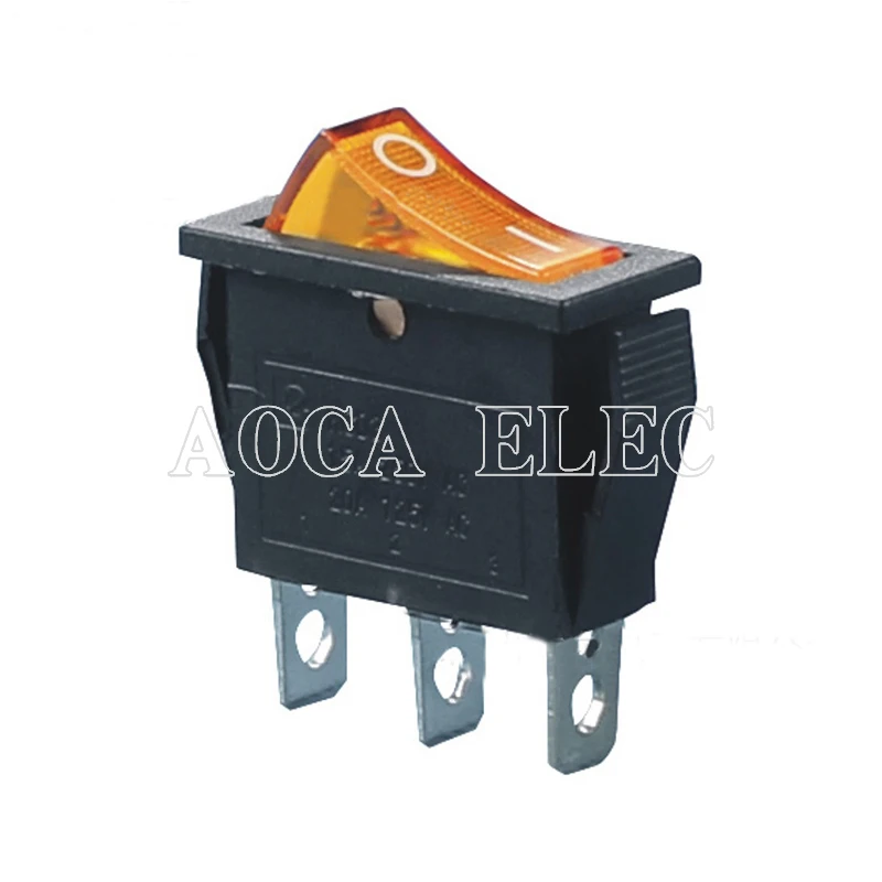 

100PCS KCD3-101N ON-OFF Plastic Medium Rocker Switch SPST 3Pin 15A 250VAC With Solder Terminal
