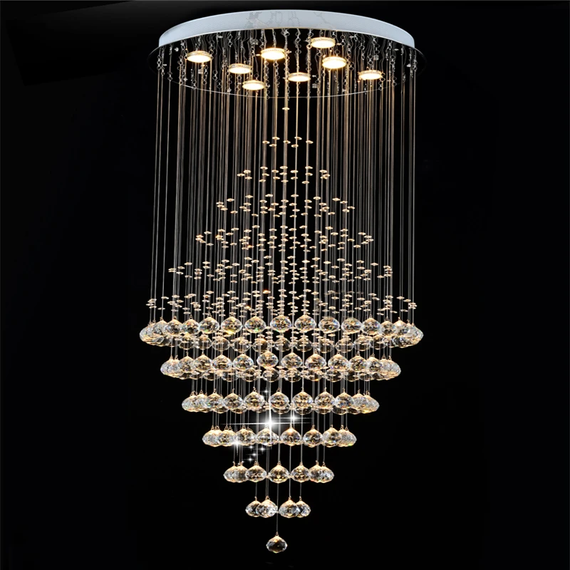 Fiyat Qyartistry Için Modern Kristal Avize Merdiven Spiral Tasarım LED Kristal Lamba Lüks Asılı Kapalı Koridor Aydınlatma Armatürü