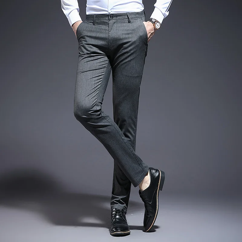 Men's Business Casual pants Spring and Summer New Slim Pants Korean Pinstriped Micro-elastic Trousers Large Size | Мужская одежда