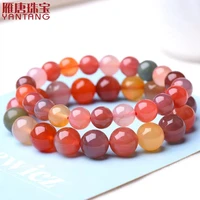 real natural colorful salt yanyuan agate bracelet clear round beads woman 7mm 8mm 9mm 10mm 11mm 12mm 13mm crystal bracelet aaaaa