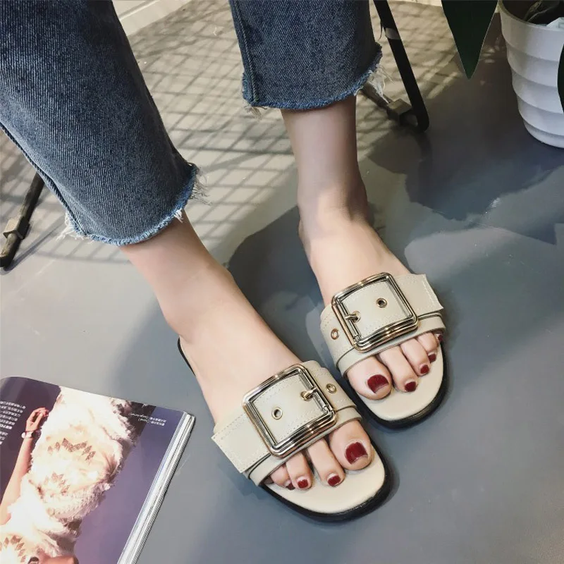 

EARTH STAR 2018 New Beach Shoes Women Brand Slippers Lady Playa Slides Summer footware Female Buckle chaussure Adult Girl Flats