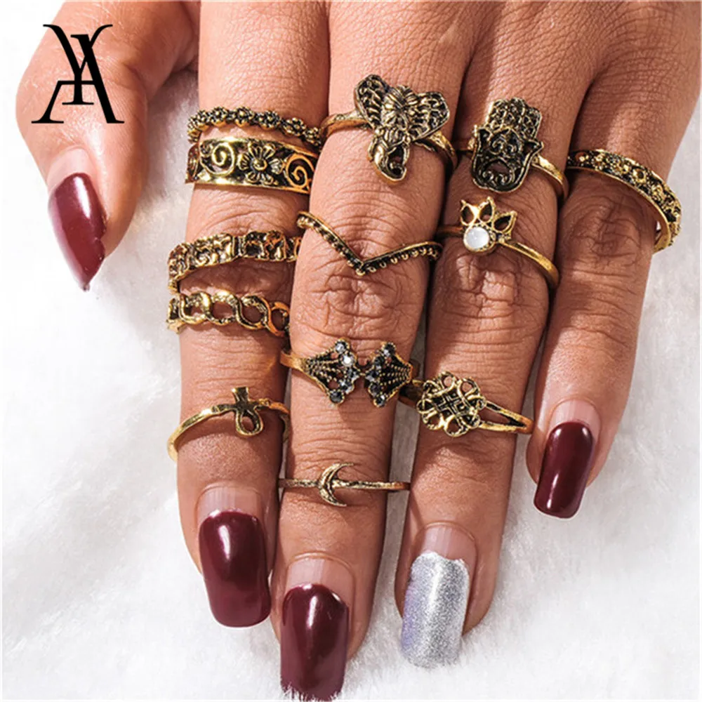 AY винтажные турецкие наборы колец с застежкой Anillos 2018 новое геометрическое