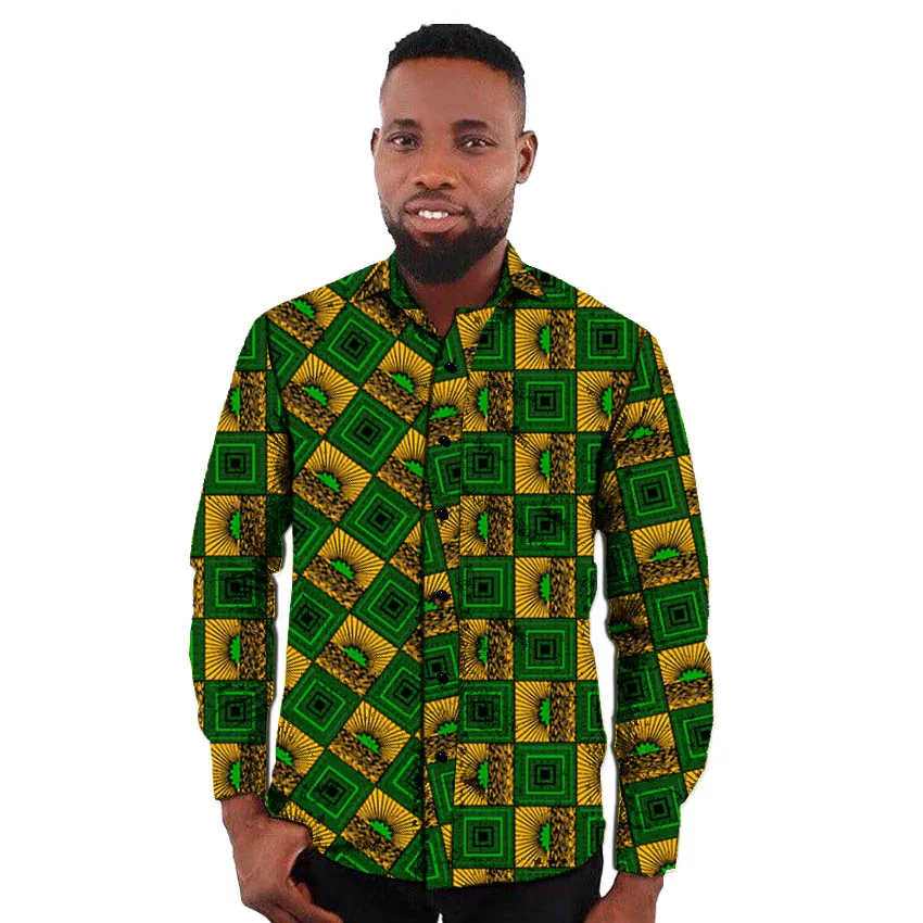 Рубашка dashiki мужская с Африканским принтом модная сорочка отложным воротником