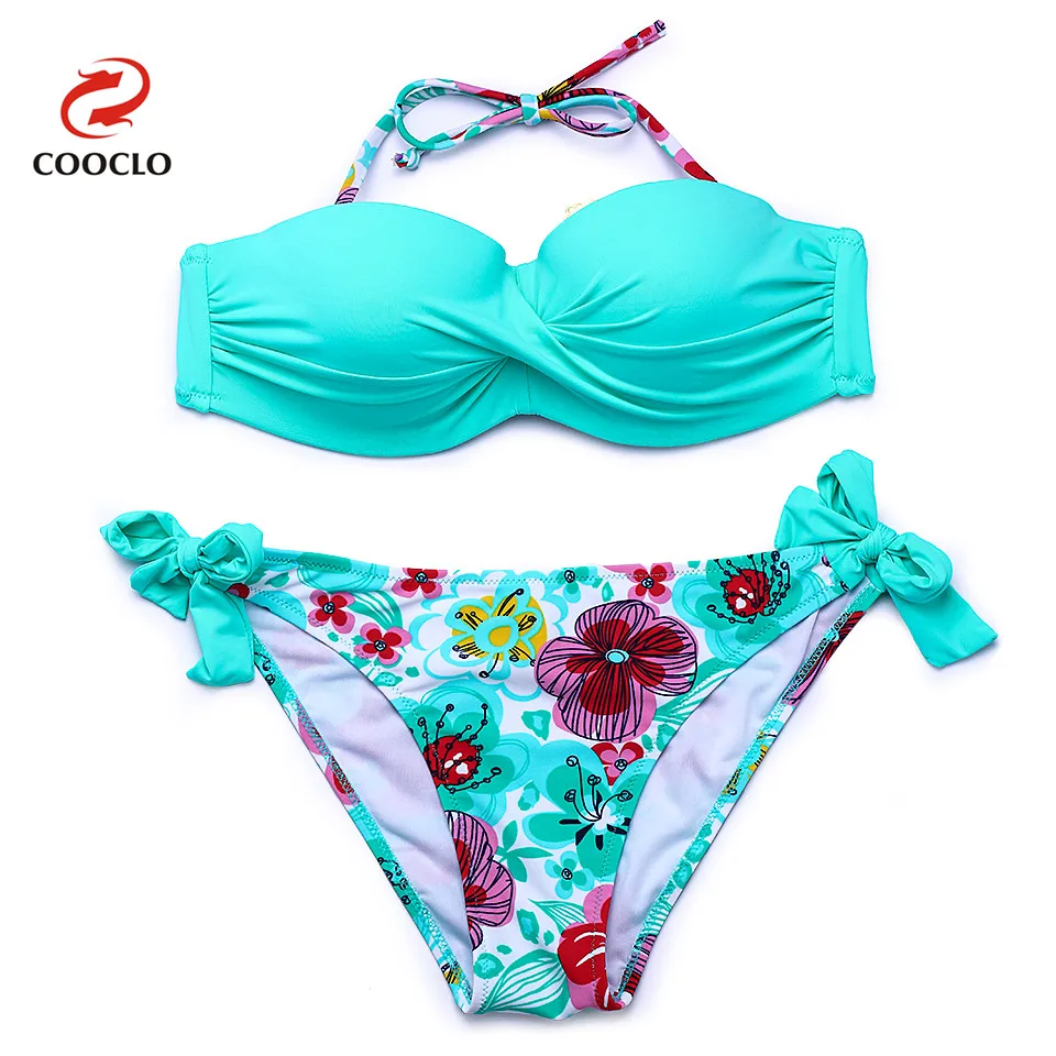 Женский купальник бикини COOCLO винтажный купальный костюм с цветочным принтом и