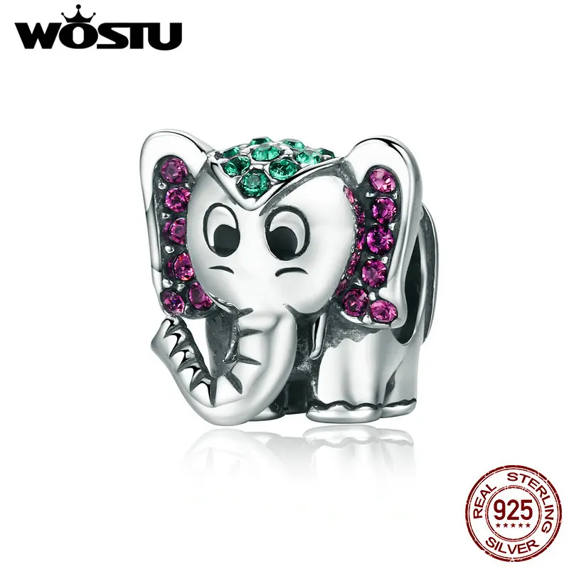 WOSTU Hot Sale 925 Sterling Silver Lucky Elephant Animal Beads Fit Original WST Charm Bracelet Lovely Jewelry Gift DXC200 | Украшения и