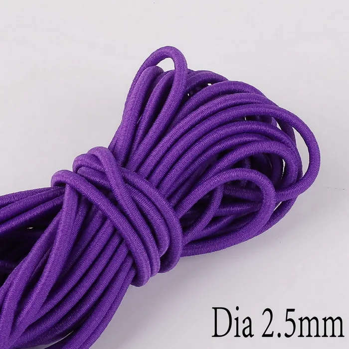 Purple Высокое качество круглый эластичный канат многоцветный 2,5 мм эластичная лента отделка Лента швейная кружевная отделка спандекса поясная лента аксессуары для одежды - Цвет: Purple