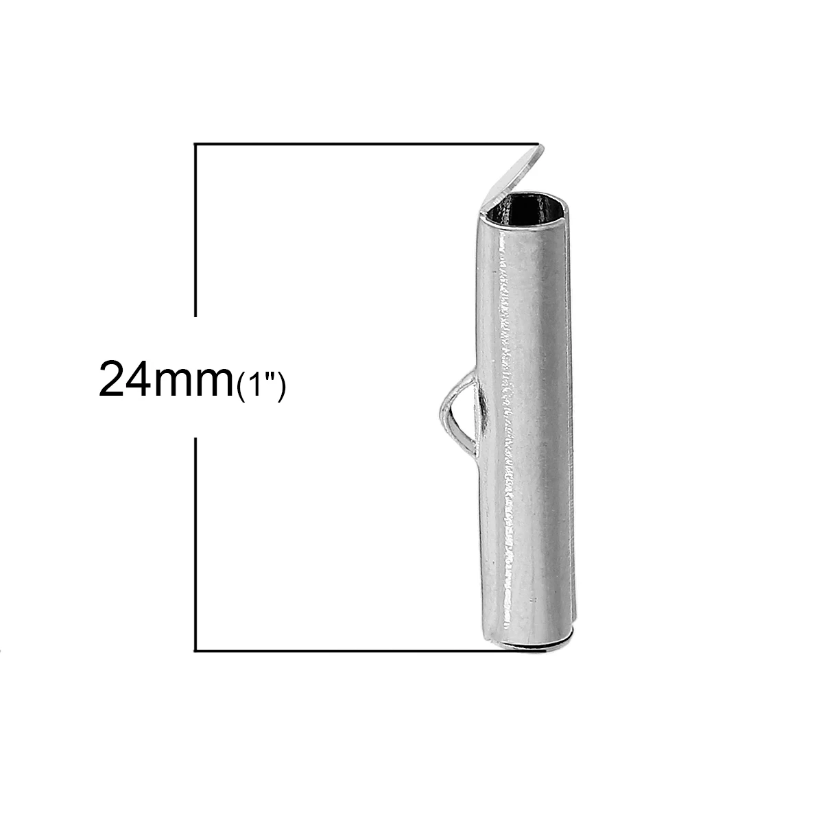 Doreen Box ожерелье шнур наконечники трубки Серебряный тон 24 мм (1 &quot) x 6 (2/8&quot) 20 шт