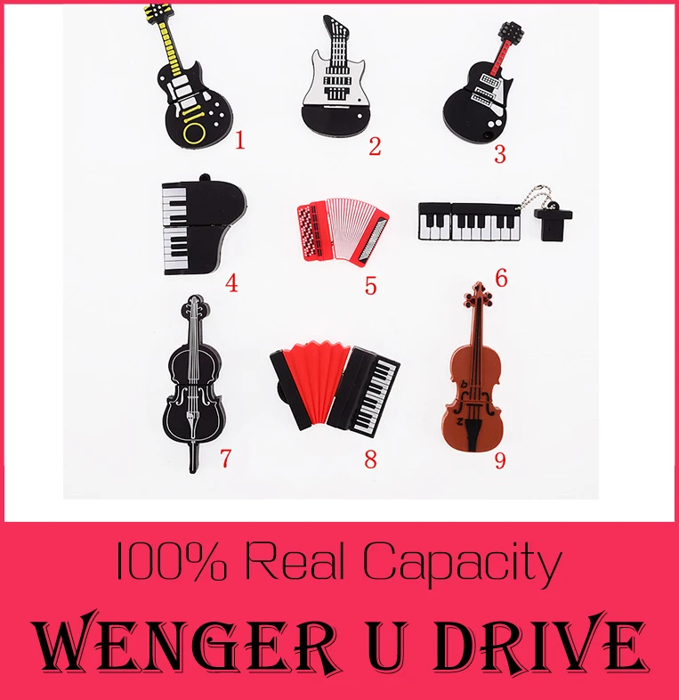 Мода U диск pendrive мультфильм гитара/скрипка/фортепиано/гармоника/pendriver ручка