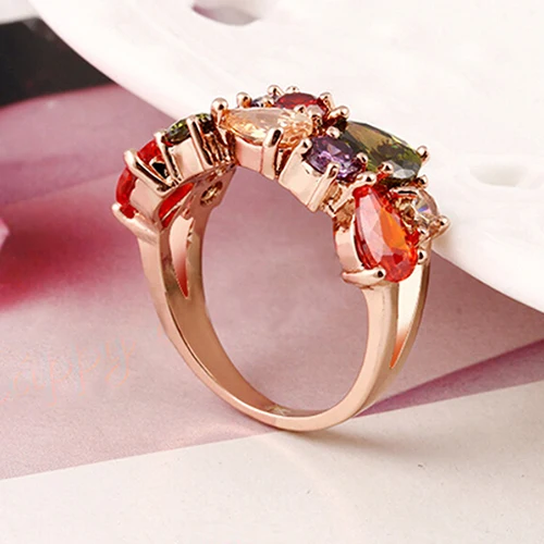 Женское массивное кольцо с разноцветным фианитом ювелирные изделия в подарок
