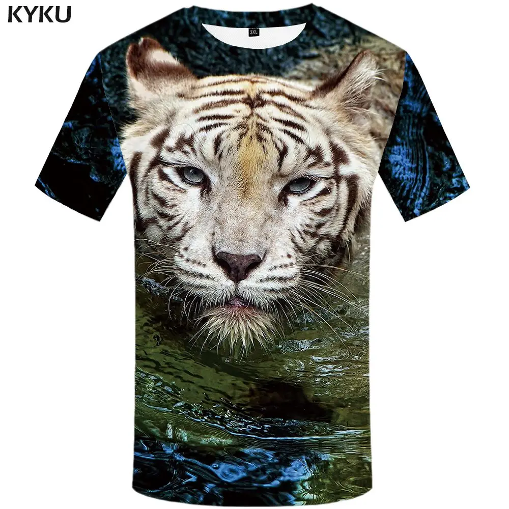 3d t shirt 09 KYKU Tiger Футболка мужская 3d футболка Забавные футболки черная футболка в стиле панк-рок одежда Аниме король готика мужская одежда s - Цвет: 3d t shirt 09
