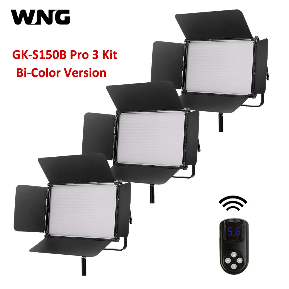 3 * GK-S150B Pro двухцветный светодиодный студийный свет светильник с пультом дистанционного управления 2,4G + сумка для переноски для студийной трансляции