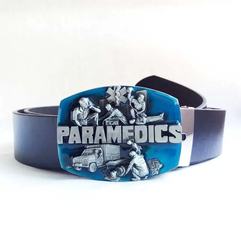

T-DISOM Hot Sale American Paramedics Belt Buckle Brand New For Mens In Good Plating Come With Black PU Belts Drop shipping