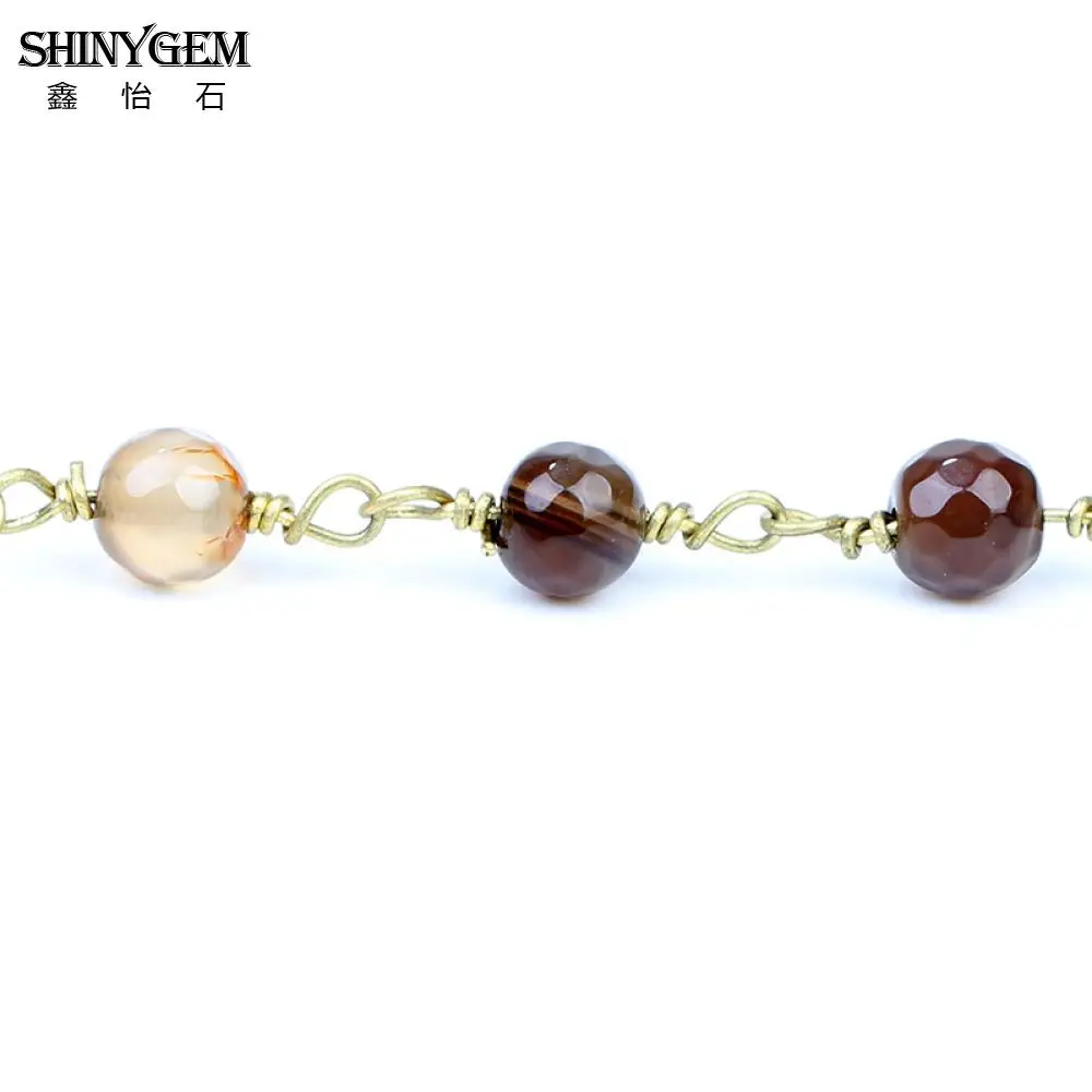 ShinyGem 6 мм коричневые Агаты цепочки из бисера кофе ограненный природный камень