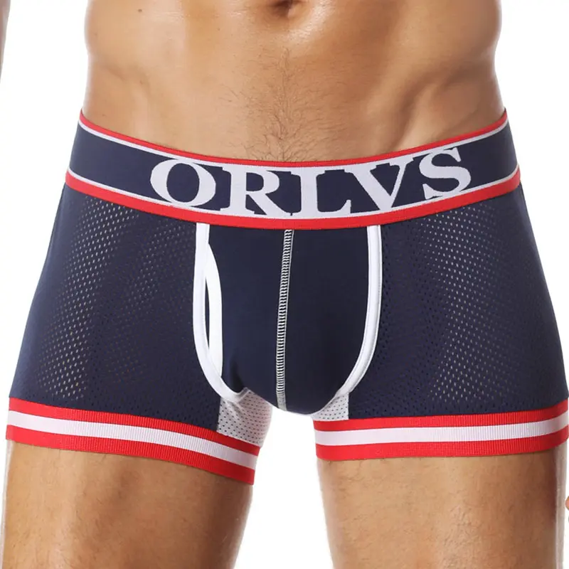 ORLVS 2018 Panties Mens Underwear Mesh Boxers Cotton Boxer Men Breathable Shorts Plus Size Sexy | Мужская одежда