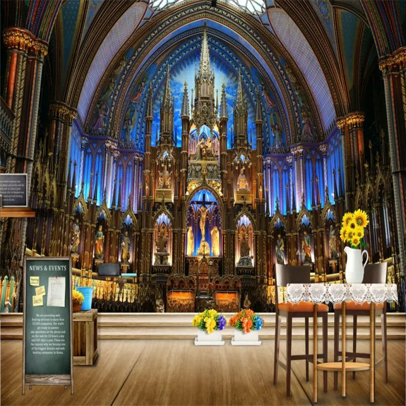 beibehang Wall Panel Wallpaper God Church Cross Devout Prayer Background Modern Europe Art Mural for Living Room Large Painting |