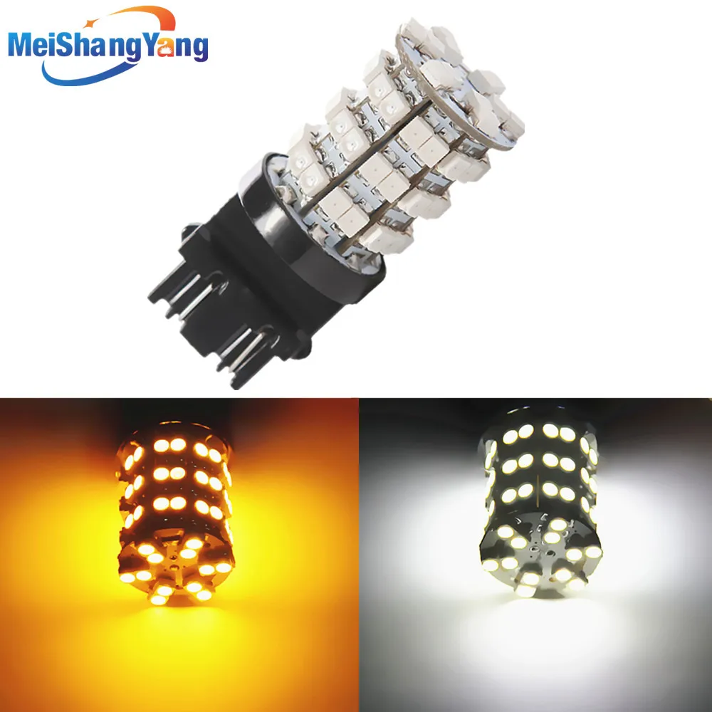 3156 3157 Белый Желтый 60 SMD Автомобильная Лампа Авто p27/7 Вт светодиодные