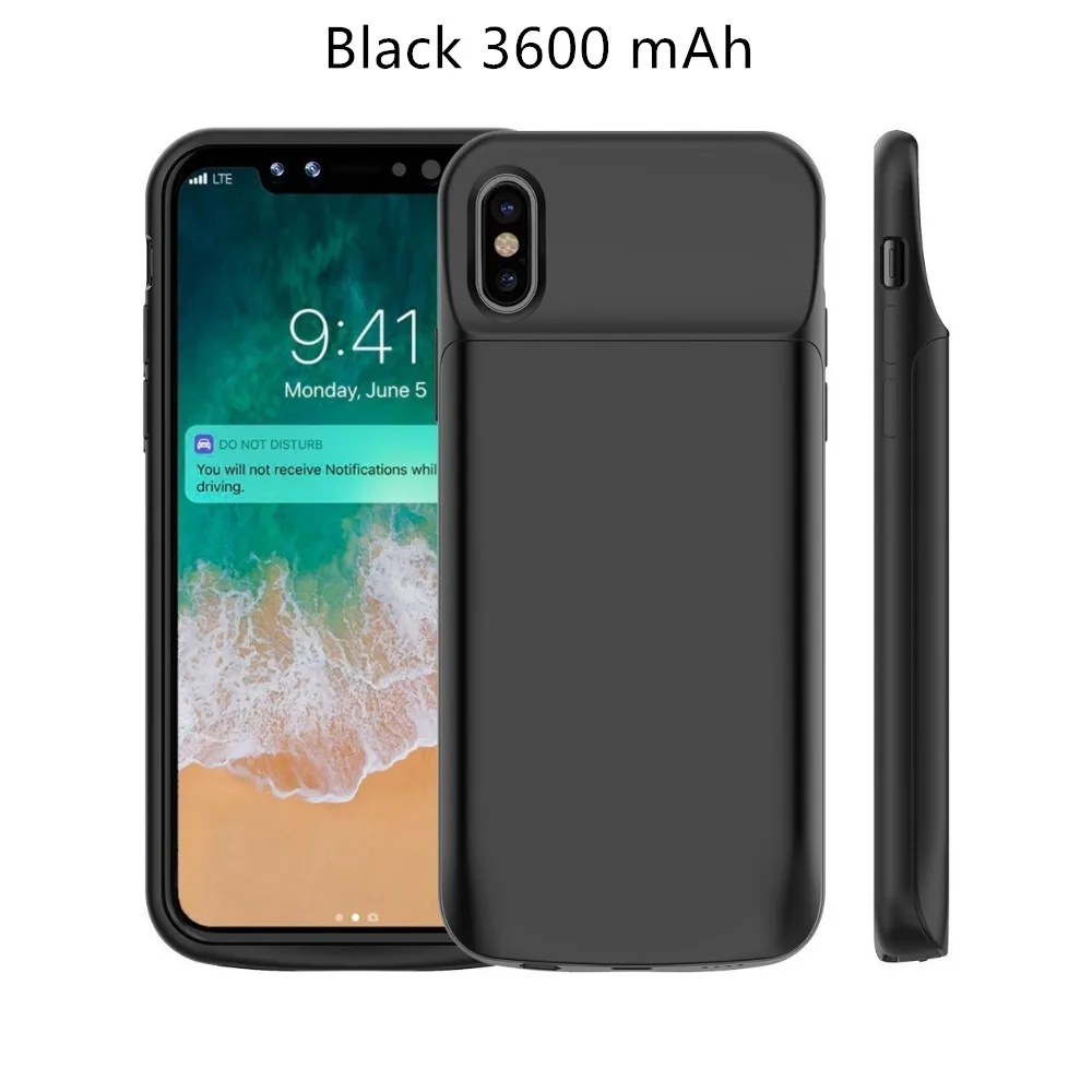 Black 3600mAh Портативная зарядка для iphone X, 3600 мА/ч, 6000 мА/ч, аккумулятор, внешний аккумулятор для iphone X, чехол для зарядного устройства, с внешним аккумулятором, чехол в подарок - Цвет: Black 3600mAh