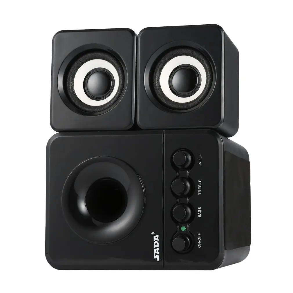 SADA D-203 Computer Speaker Stereo Portable Multimedia Laptop USB Speaker TF/U Disk Bass Gun Support