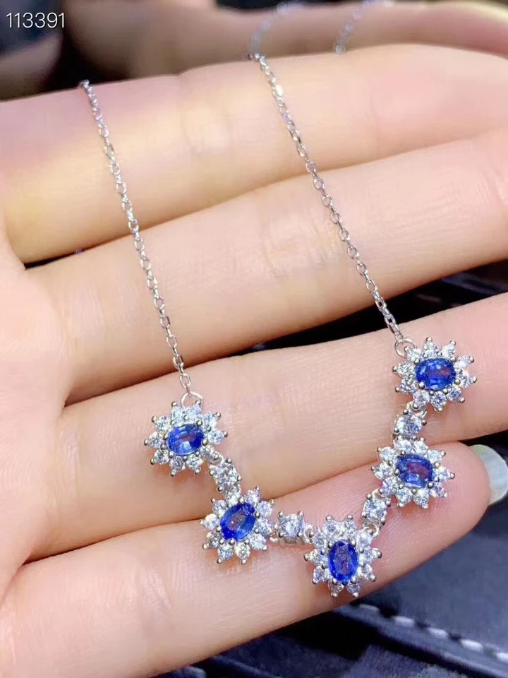

Natural blue sapphire gem necklace Pendant S925 silver natural gemstone necklace grace Diana woman girl party gift jewelry