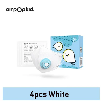 Белый 4 шт., Xiaomi Airpop, детская маска, воздушная одежда, маска для лица, PM2.5, анти-дымка, двойная защита, противотуманная пыль, мягкая, удобная, для мальчиков и девочек - Цвет: Белый