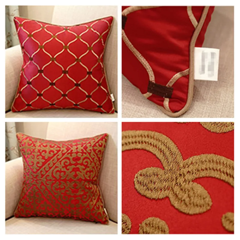 Роскошный чехол для подушки с красной вышивкой домашний текстиль декоративные