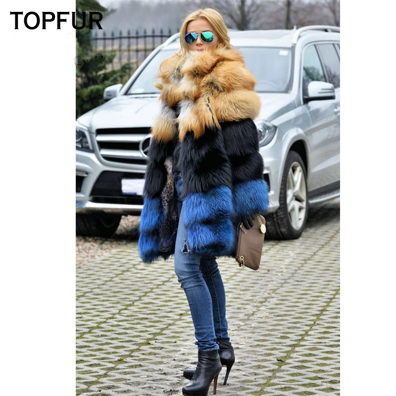 TOPFUR New Arrival Genuine Red Fox Fur Coats For Women High Quality Real Red Fox Fur Outwear Hot Sale Thick Warm Long Parka