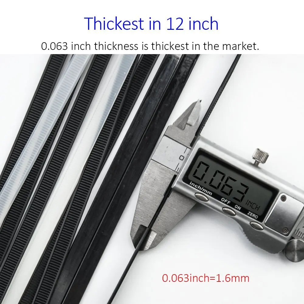 Zhejin (100 шт.) ZJ 8 * 300 мм (12 &quotX120lbs) черный нейлон Пластик молния Обёрточная бумага