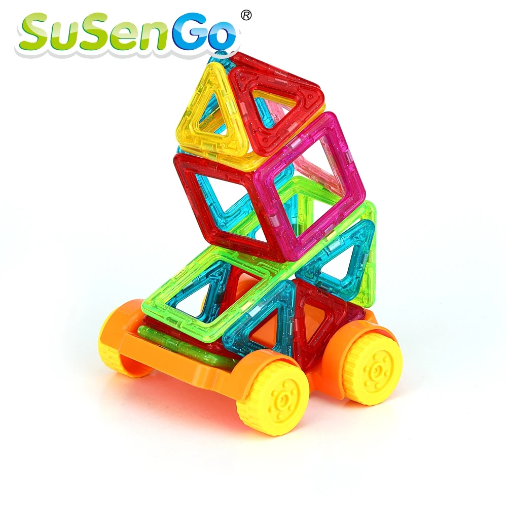 SuSenGo 60/80/100/130 шт. Мини Магнитный блок дизайнерская модель 3D кирпичное здание игрушки "сделай сам", Конструкторы для детей подарок для детей