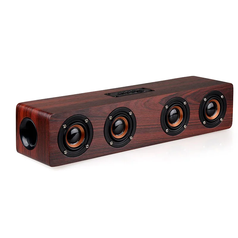 Новейший W8 Bluetooth деревянный динамик HIFI четыре громких динамика s беспроводной стерео сабвуфер динамик TF карта AUX IN для ТВ домашнего кинотеатра#4 - Цвет: wine red wood