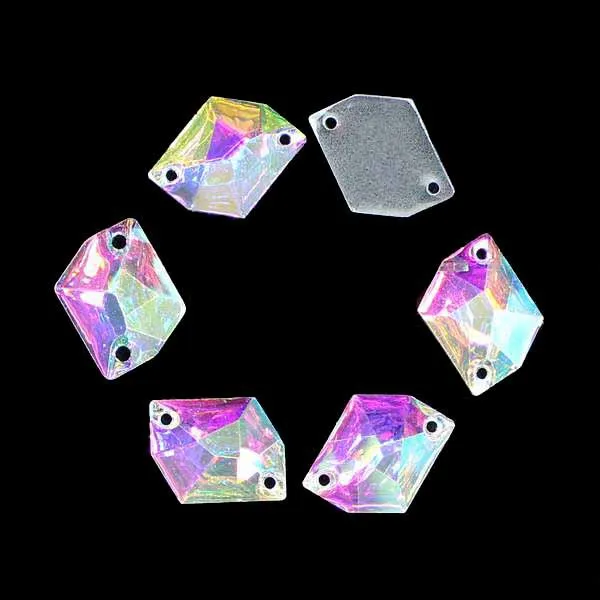 50 шт./лот 17*21 мм Crystal AB / Clear пришивные камни из смолы с плоским основанием
