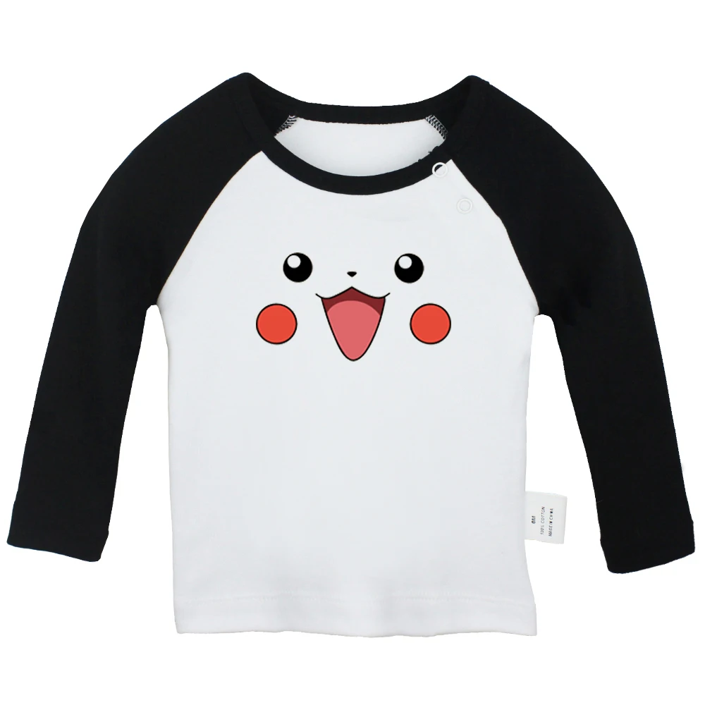 Cute Playfully Pikachu Link Pokemon Zelda PikaLink Design Newborn Baby T-shirts Toddler Graphic Raglan Color Long Sleeve Tee Top | Детская