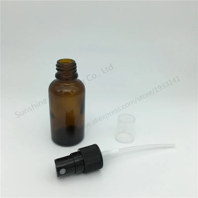 

Hot sale 200 pcs30 ml amber glass bottle with lotion sprayer, Essential Oil Spray Bottle, factory wholesale