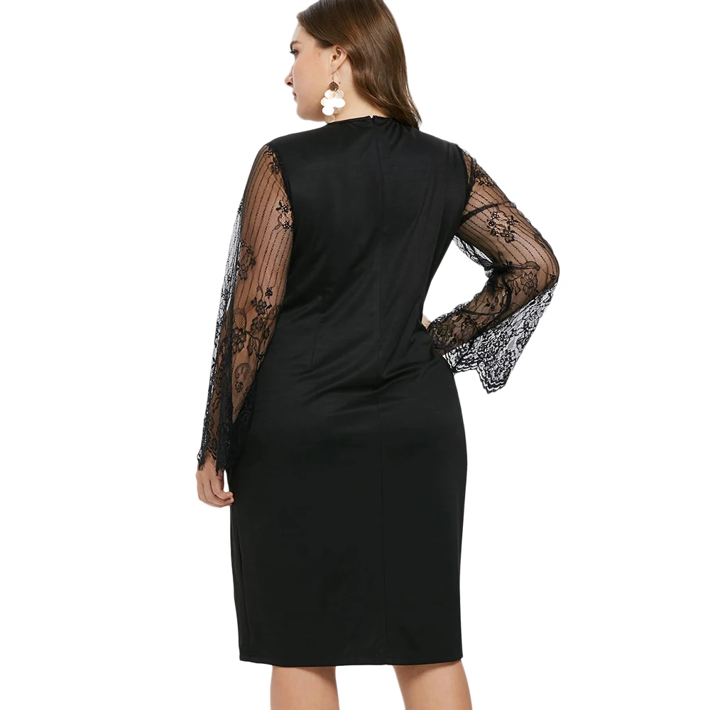 Черные вечерние платья VESTLINDA женское кружевное платье до колен с V образным