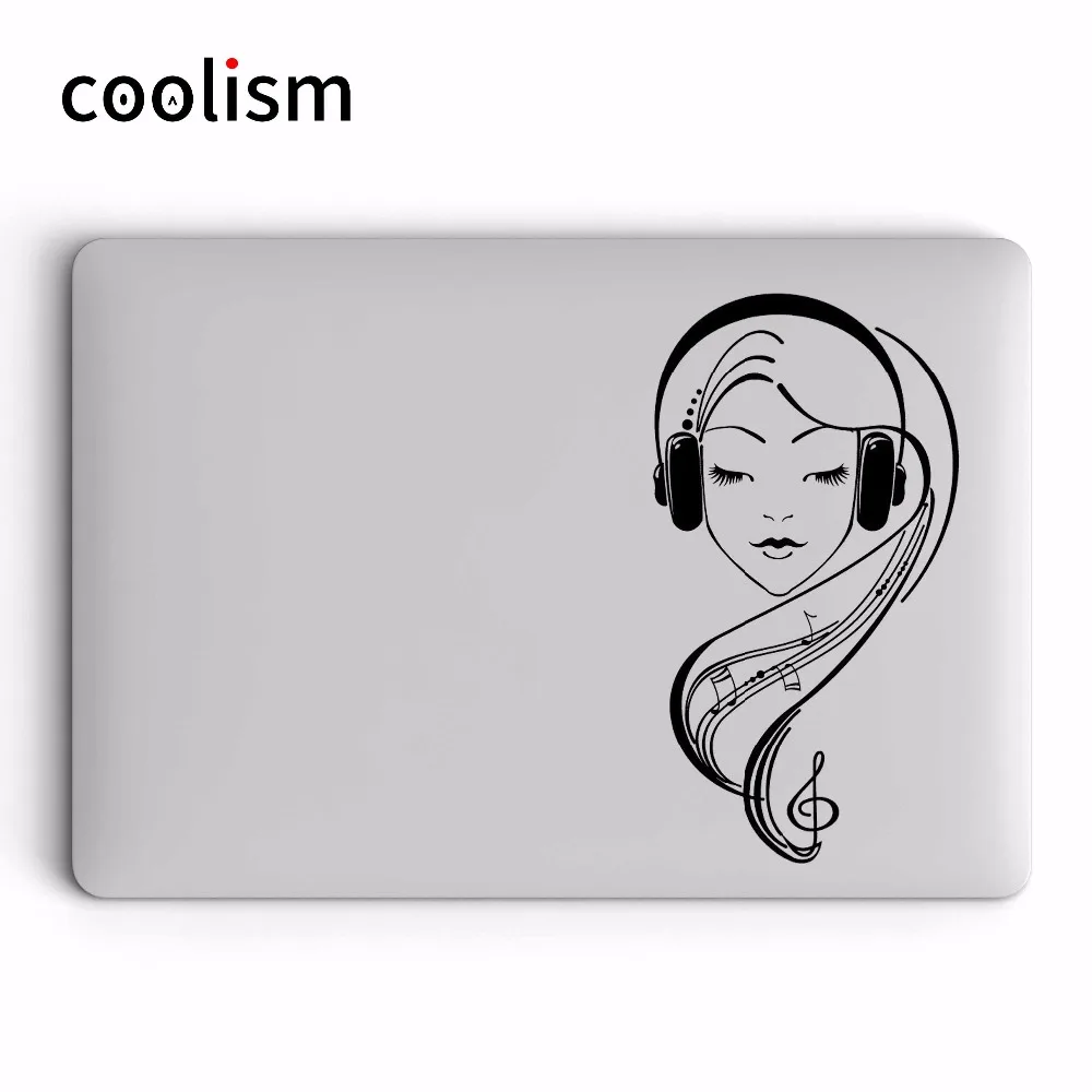 Музыка красивая девушка Винил Ноутбук Стикеры для Apple MacBook Air Pro Retina 11 12 13 14 15 дюймов