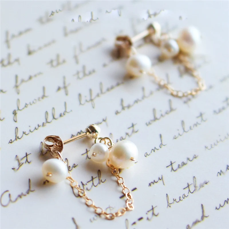Pendientes de perlas rellenos de oro, joyería hecha a mano, Vintage, minimalista, bohemio, para mujer