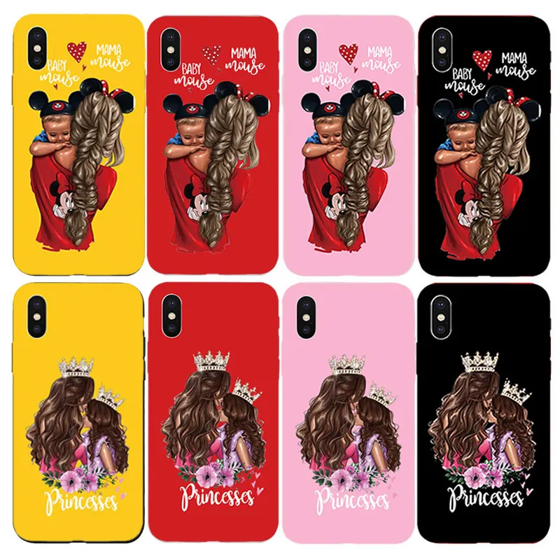 Красный желтый розовый чехол для телефона из ТПУ iPhone 5 5S SE 7 8 6 6s Plus X Xs XR XS Max матери и