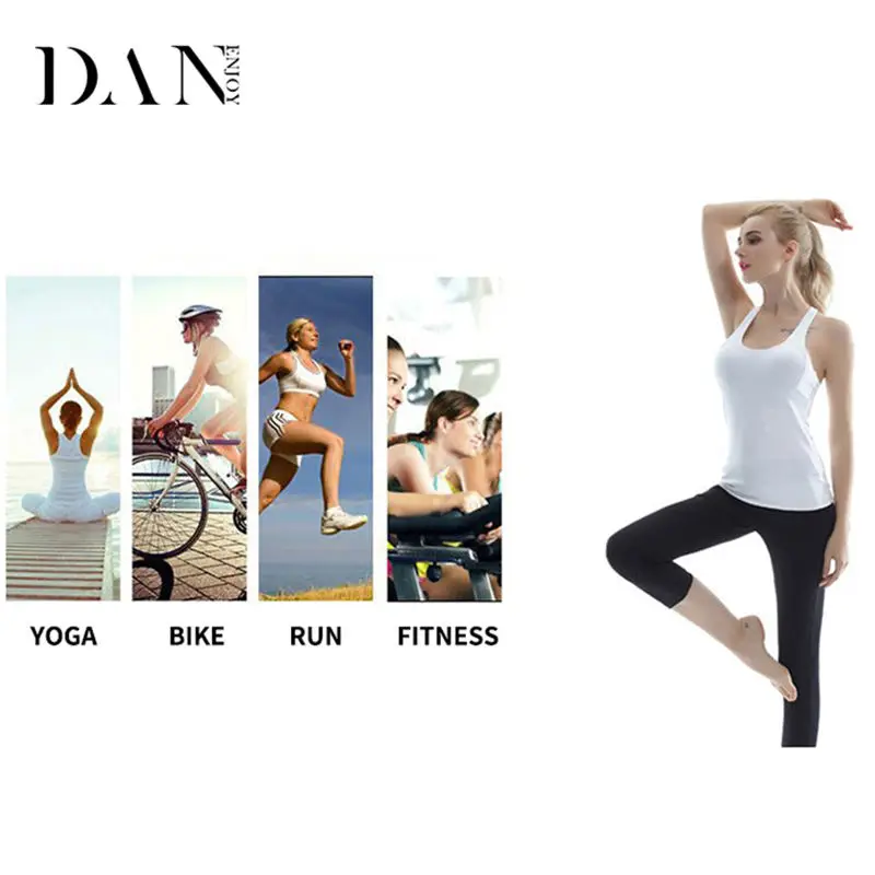 Danenjoy без рукавов Йога футболка груди площадку женские спортивные с открытой