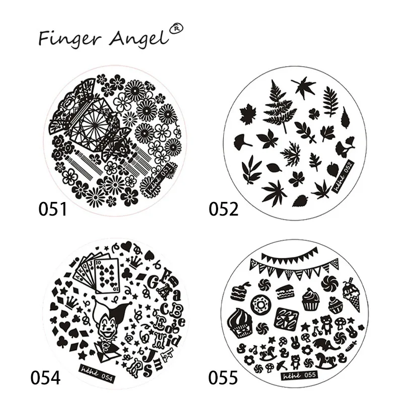 Finger Angel 1 шт. пластины для штамповки ногтей штамп изображения плацет круглый Японский мультфильм дизайн маникюр шаблон Рождественский стиль