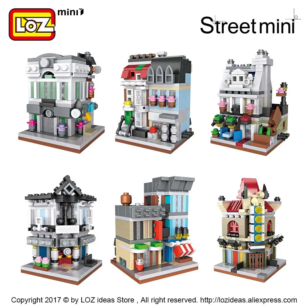 LOZ Blocks House Mini Street View Building Block Set Plastic Brick Toy Store Creator City Assembly Square Designer Kid DIY | Игрушки и
