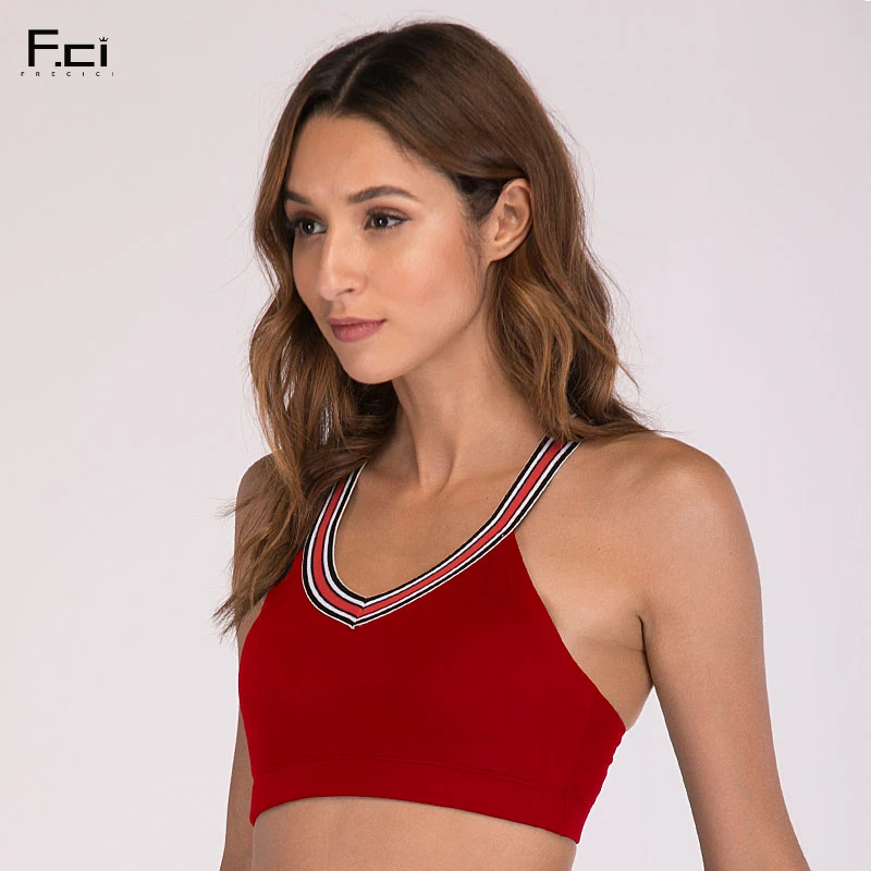 FRECIC Для женщин Push Up Bra Йога Крест накрест назад спортивный бюстгальтер тренировки