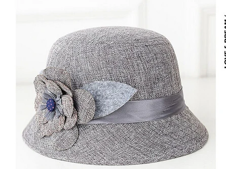 10pcs/lot korean style woman summer sun hat linen flower casual beach cute hat adult hat  57cm