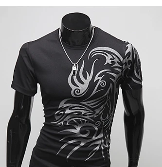 European and American style dragon totem tattoo long sleeve 2014 Brand t shirt for men tshirt best t-shirt | Мужская одежда