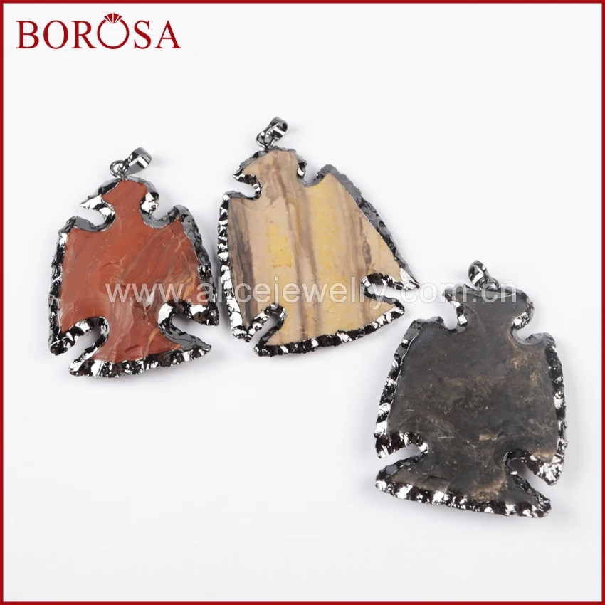 

BOROSA Clearance Sale 5/10pcs Gun Black Color Fashion Rough Natural Jaspers Carved Bird Pendant Natural Stone Gems Jewelry B0788