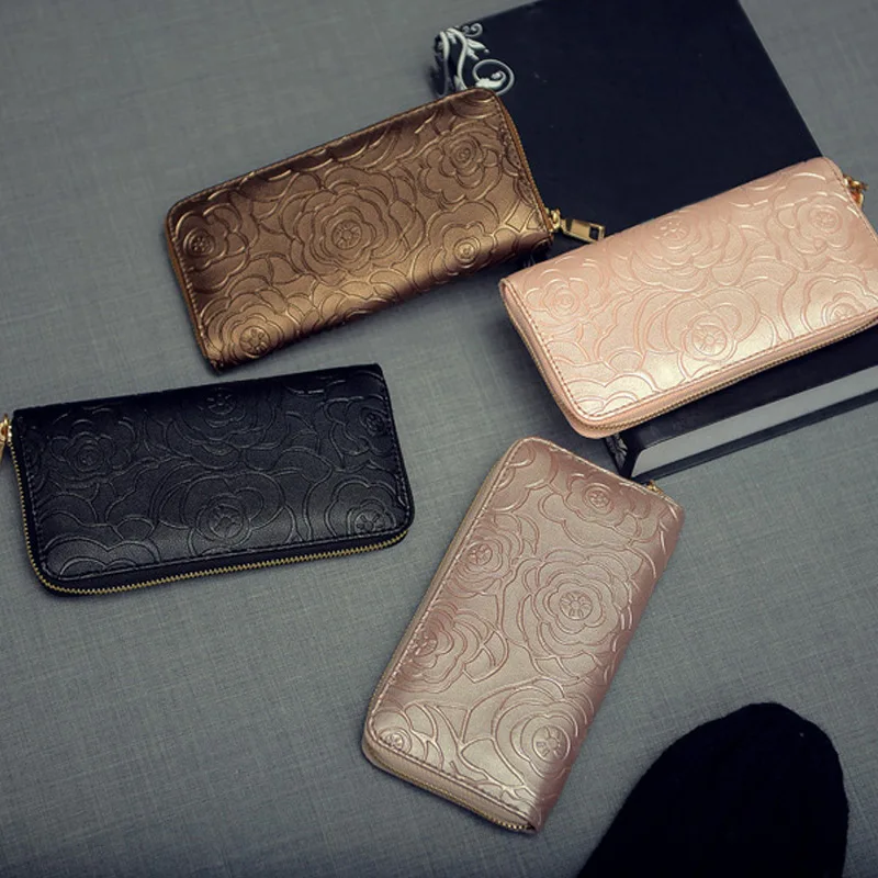 2018 модные женские туфли Цветочный принт из натуральной кожи бумажник сцепления