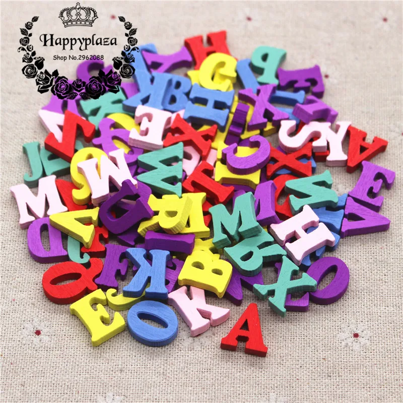 100 шт. милые разноцветные деревянные буквы очаровательные украшения с плоской